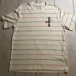 Nike  USA T-Shirt White w/ Red Blue Pinstripe Short Sleeve Large The Nike Tee